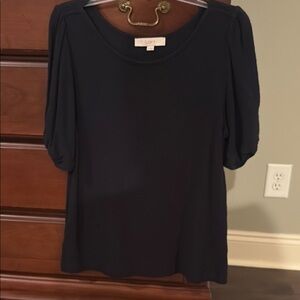 LOFT Navy Blue Puff Sleeve Blouse